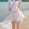 Kjolar kawaii harajuku veckade minikjol kvinnor lolita fairycore kjolar rosa estetiska cottageecore koreanska mode sommarkläder 230511