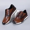 Tênis de renda genuína de couro masculino confortável Oxford Vintage Casual Shoes para homens ao ar livre calçados planos