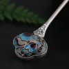 Hårklipp Cloisonne Thai Silver Stick Chinese Hairpin Pins For Women Accessories Wedding Jewelry Pince Wigo1283