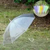 Parapluies transparents Parapluies en PVC transparent Long manche 6 couleurs Parapluie anti-pluie