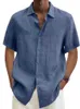 Mäns casual skjortor bomullslinne blus sommarmän avvisar krage kort ärmknapp lös toppar överdimensionerade s5xl szest22092 230511