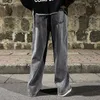 Mens jeans Koreaanse mode losse klassieke rechte baggy wide been broek street hip hopbroek 3xl zwart grijs blauw 230511