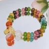Ruifan Vintage Multicolor Crystal Peach Charm Natural Agate Pärlade Strand Armband för kvinnor Fina smycken Partihandel YBR845