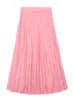 Feminino feminino FORDOL STRIPAS CAMISA DE CASTA DE CATINA PLEATET SKIRT PARA MULHERES 2023 Rosa elegante Maxi Long Summer Spring Spring Fashion Roupfits