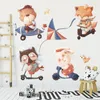 Stickers muraux animaux pour chambres d'enfants maison porte décor dessin animé décalcomanies Pvc Art Mural bricolage affiches