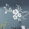 Wall Stickers 1 Set of Exquisite Flower 3D Mirror Detachable Decals Art Muralist with Bedroom TV Acrylic Background Decoration 230510