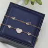 Neue Halskette Damen Love Anhänger Happy Diamond V Gold Weiß Fritillaria Eingelegter Diamant Schiebekragenkette