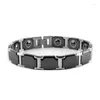 Link Bracelets Men's Radiation Proof Titanium Steel Magnet Bracelet Ceramic Square Black Ochre Lovers