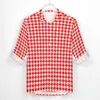 Herren-Freizeithemden, Hahnentrittmuster, gesprenkelt, lustiges Hemd, Mann, rot-weißes Muster, Frühlings-Retro-Blusen, Langarm-Design, übergroßes Oberteil