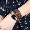 Chain Mix 5 Strands Leather Bracelet Black Onyx Woven Wrap s Bohemian Drops hipping 230511