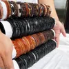 Chain 50Pcslot Wholesale Random Retro Multilayer Leather Bracelet For Men Women Handmade Charm Wrap Jewelry NM3 230511