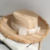 Wide Brim Hats Designer Madeiras Handmades Raffia Straw Hat Summer Praia Sun preta Brauta de fita de arco branco preto Bandrs de meninas planas