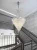 Pendant Lamps Design High Ceiling Living Room Clean Crystal Large Chandelier Creative Simple Stairwell Silver Long Villa