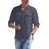 Men's Casual Shirts Dark Purple Shirt Men Dress White For Solid Tops Mens Long Sleeve Light Blue ShirtsMen's