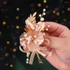 Hårklipp Handgjorda blommor Petal Accessorie Pearl Decoration Band för kvinnor Beauty Care Care Gift Wedding Jewelry