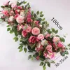 Dekorative Blumen, 100 cm, Straße zitiert, künstliche Blumenreihe, Hochzeit, Versorgung, Rose, Pfingstrose, Wand, Eisenbogen, Hintergrund, Anordnung, gefälschte Dekoration, DIY