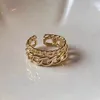 Cluster ringen mode gouden kleur dubbele laye cubaanse ketting voor dames opening verstelbare vingerring rock hiphop sieraden accessoires
