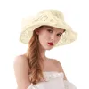 Chapeaux à large bord femmes chapeau d'été dames compressible soleil plage mariage fête course robe douche L5WideWideWide Oliv22