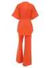 Женские брюки с двумя частями летняя модная апельсиновая одежда Женщины свободные брюки подходят для рубашек с створками Длинные брюки Две штуки набор для дизайна женская одежда 230511