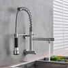 Kitchen Faucets Chrome Black Pull Down Single Cold Water Dual Swive Spout Mixer Wall Mounted 360 Rotation Bathroom Tap 230510