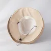 Wide Brim Hats Summer Woman Windproof Rope Sun Beach Hat Girls Outdoor 12cm Visor Female Bucket Foldable Cotton Panama