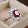 Fedi nuziali JK Luxury Women Ceremony Big Red Cubic Zirconia Noble Lady Party Ring Accessori eleganti Gioielli di alta qualità