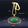 Pendant Necklaces 2023 Boho Green Natural Stone Stainless Steel Necklace Women Gold Color Flower Statement Jewelry Jayas N3607S04
