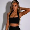 Kvinnors tankar sexig klubb vintage bustier cami toppar streetwear kvinnor tank sommar ärmlös halter skörd rör fast färg