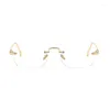 Sonnenbrille Rahmenlose Presbyopie Brille Herren Lesemode Metall HD Lady 1,0 bis 4,0