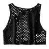 Blusas femininas Sexy Lady Crop Top de transferência de cor curta de cor sólida fishnet Summer Mulheres se vestem