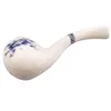 Smoking Pipes Hot sale 120mm printed ceramic pipe hollow design light weight Blue and white porcelain pipe