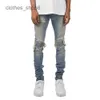 Jeans de designer Jean Amirres Denim Pantalons pour hommes 2023 Mode Brouillard Style personnalisé Plissé Stretch U8C0