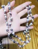 Chains 17'' 43cm Women Jewelry 2 Strands Necklace 7x8mm White Purple Freshwater Pearl Oval Round Handmake Natural