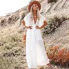 Roupa de banho sexy biquíni cobrir longo espartilho branco casual verão praia saia elegante feminino beachwear roupa de banho cobrir