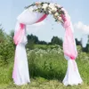 Dekorativa blommor kransar bröllop båge draperi chiffong tyg drapering gardin draperi födelsedagsfest leveranser ceremoni mottagning hängande väggdekoration 230510