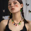 Ketting oorbellen Zet oneindige gotische kleurrijke LED -gloeilamp zoete Halloween -punkstijl