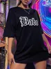 Womens TShirt Babe Personality Street Font Loose Oversize Cotone di alta qualità Manica corta Abbigliamento estivo traspirante 230510