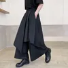 بنطلون الرجال السراويل أزياء 2023 أسود غير منتظم sstreetwear اليابان المرقور طول الكاحل على النقيض من شريط فضفاض