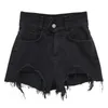 Dames shorts Denim Zuid -Korea Dongmen High Taille Show Tall Dunn Warred Ravged Edge Borde Gat Solid Color Fashion Women '