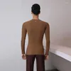 Stage Wear Latin Dance Clothes Men'S Round Neck Tight-Fitting Warm Soft Shirts Practice Ballroom Competition Dresses SL4435