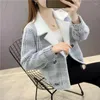 Damenjacken 2023 Frauen Imitation Check Zweireiher Kleine Kurze Strickjacke Jacke Weibliche Rosa Tops 821