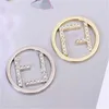 Round Letter Brooches Rhinestones Temperament Shirt Suit Brooch Pins Sweater Collar Pin Clip Luxury Fashion Jewelry