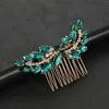 Hair Clips BLIJERY Dark Green Color Crystal Guest Wedding Accessories For Women Rhinestones Comb Bride Headdress Bridesmaid Gift