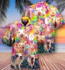 Men's Casual Shirts Summer Hawaiian for Men 3d Cartoon Flamingo Beach Oversized Funny Clothing Fashion Short Sleeve 230511