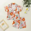 Ensembles de vêtements FOCUSNORM 1-7Y été enfant en bas âge enfants filles vêtements de nuit vêtements fleurs imprimé à manches courtes revers boutonné chemise Shorts