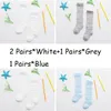 Footies 4 أزواج من القطن Baby Mesh Stockings الصيف جوارب قوارز خمر للفتيات المولودات في الركبة عالية التخزين الطويل الصغار الضيق