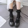 Sokken Hosiery Damessokken Lolita JK Japanse stijl Wit Zwart Solid Girl Cotton Leuke enkelsokken voor Famale P230511