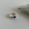 Clusterringe Flüssigkeit 925 Sterling Silber Korean Blau Kristall für Frauen unregelmäßige schicke Zirkon -Ringparty Weibchen Schmuck Paar Geschenke