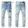Designer Jeans heren jean amirres denim heren broek 820 fashion denim casual broek met micro-elastische katoenen jeugd licht blauw gespikkeld verfgat patch cd8w