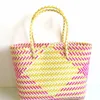 Evening Bags Women Plastic Shoulder Woven Handbbags Vegetable Basket Striped Color Matching Beach Bag Fashion Females 230510